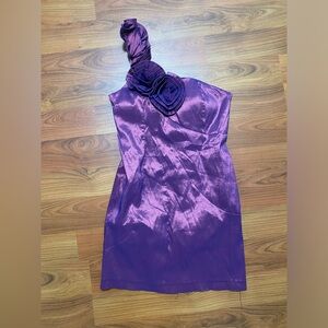 POETRY CLOTHING new with tags purple iridescent one shoulder dress large flower